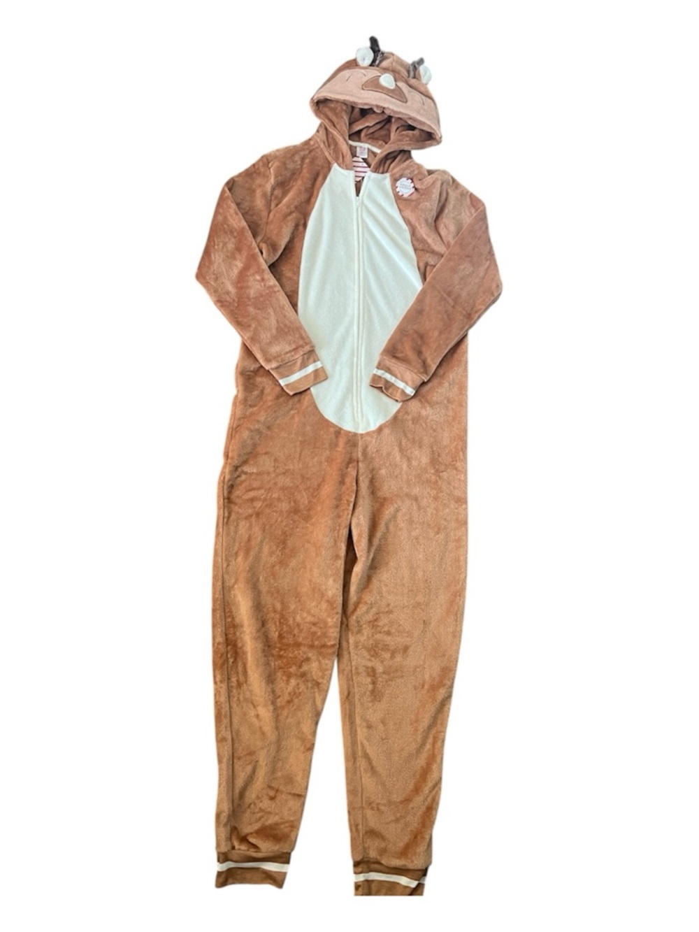 North Pole Trading Co. Reindeer Onesie Pajamas with Hood and Ears-Size Large